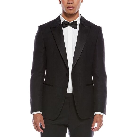 Hugo Boss MensHutson Wool-Blend Tuxedo Jacket Black
